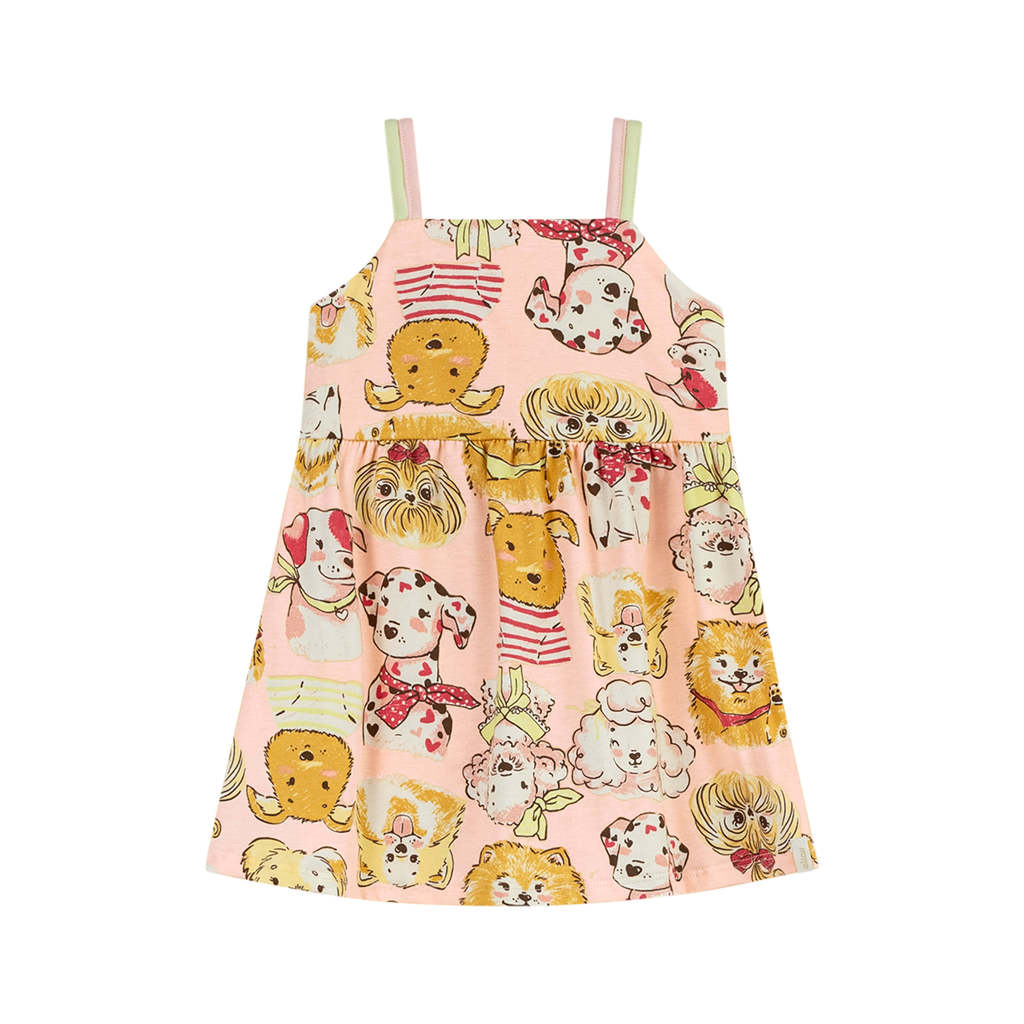 Vestido Infantil Menina Cachorrinhos Elian Rosa