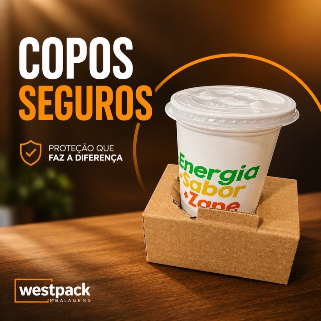 100 Porta Copos Para 1 Copo Suporte Papelão Açai Suco Café Kit Embalagem