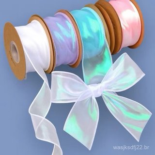 Fita Organza Holográfica Brilhante 3.8cm x 9 metros para Embalagem de Presente yh8222
