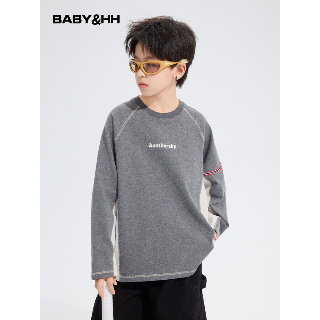 Meninos primavera outono estilo Preppy contraste cor esportes manga comprida camiseta 2026 novo estilo crianças jovens s