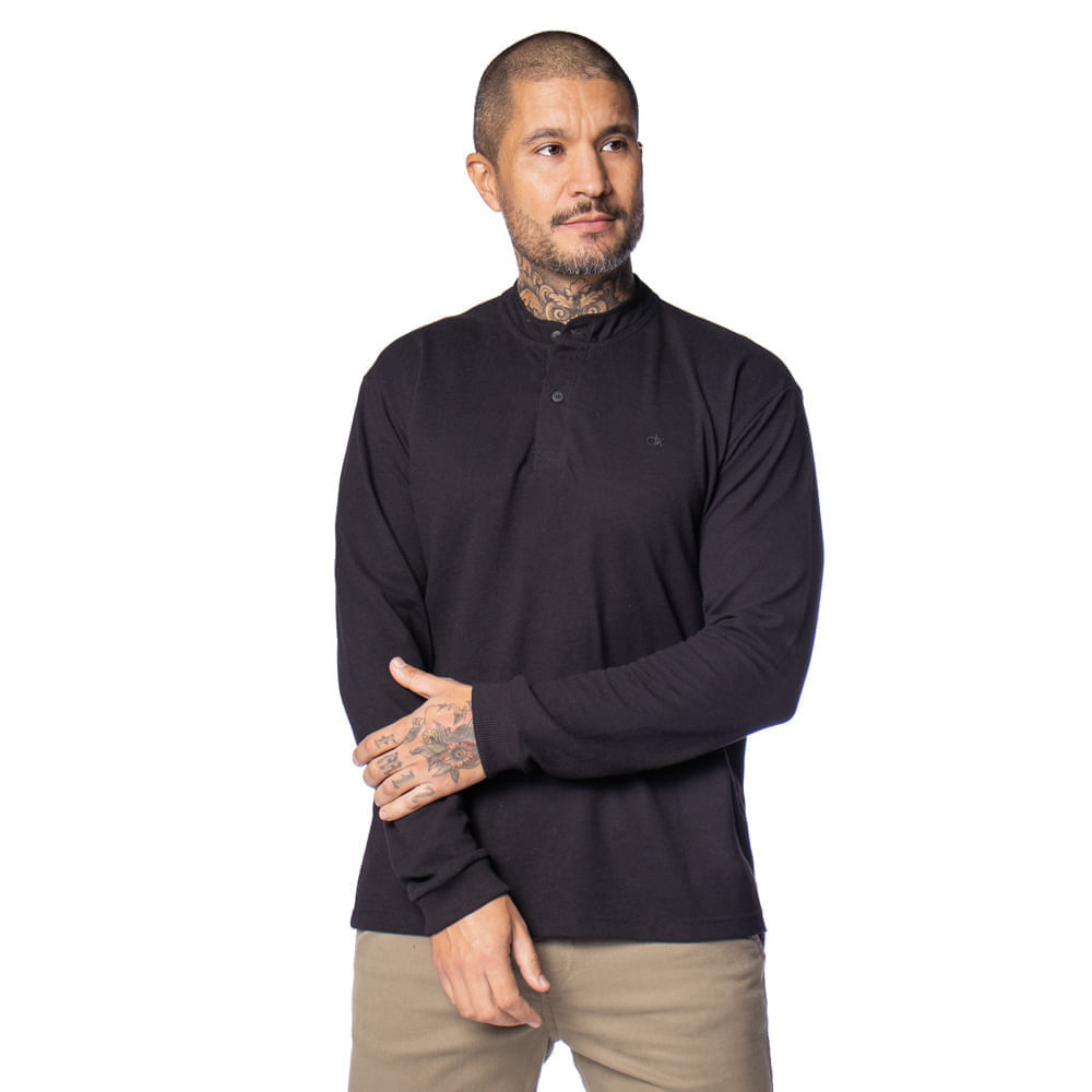 Camiseta Polo Masculina Dixie Gola Portuguesa Preto