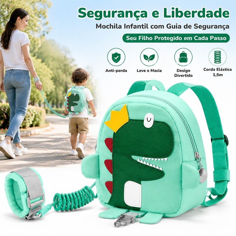 Mochila Infantil Anti Perda com Guia de Segurança, Arreio e Trela para Crianças Pequenas, Alça de Proteção para Passeios