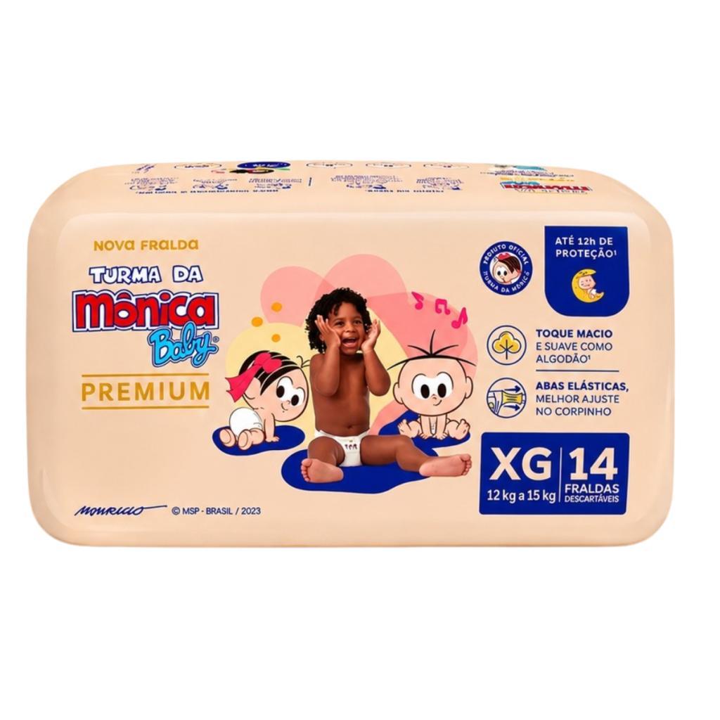 FRALDA INFANTIL TURMA DA MONICA PREMIUM JUMBO XG C/14 UNID.