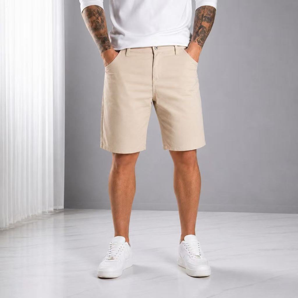 Bermuda Sarja Masculina Shorts Casual Confortável para o Dia a Dia