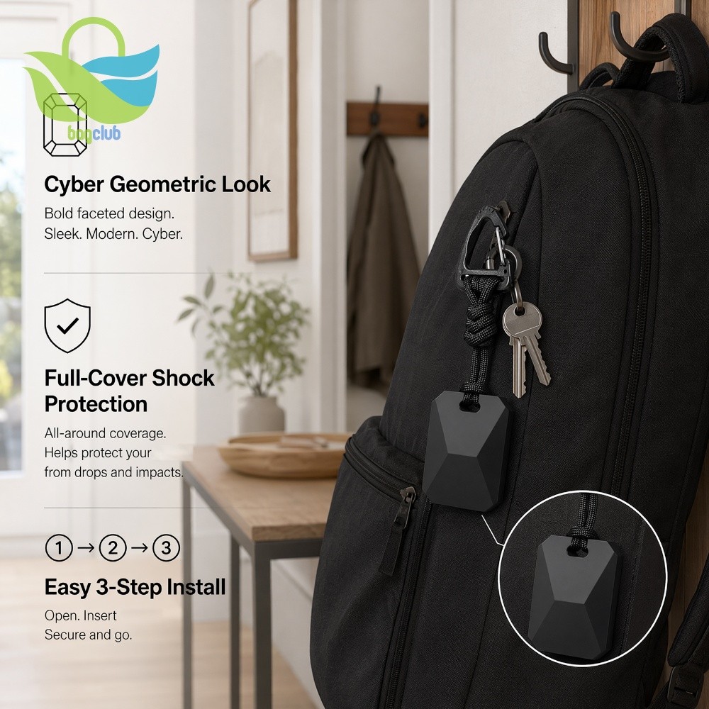 Capa Silicone AirTag Geométrica Alça Trançada Chaveiro