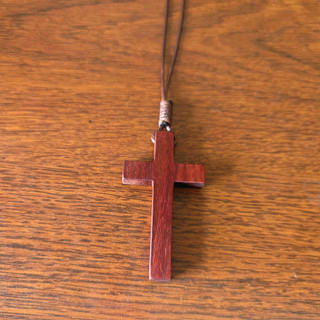 Corda de cera trançada sangue sândalo cruz colar pingente feminino masculino artesanal de madeira estilo longo casal jói