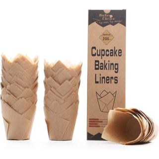 Bake Choice 200 unidades de Forminhas para Cupcake em Forma de Tulipa para Assar Muffins