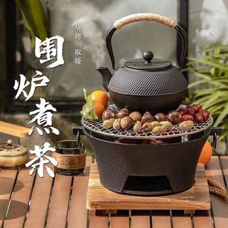 Em torno do fogão chá ferro fundido grill navio de chá grill doméstico churrasqueira interior antiquado chá Sto