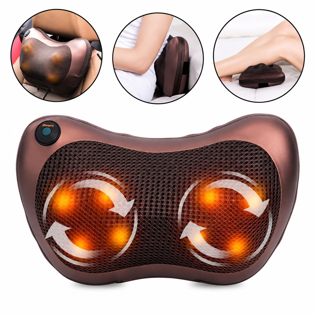 Massageador Almofada Shiatsu Rotativa Infravermelho Massagem Pés Pescoço Lombar Pernas