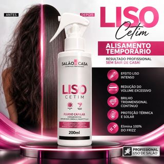 SPRAY LISO DE CETIM ALISANTE E PROTETOR TÉRMICO PROFISSIONAL 200ML | SALÃO IN CASA