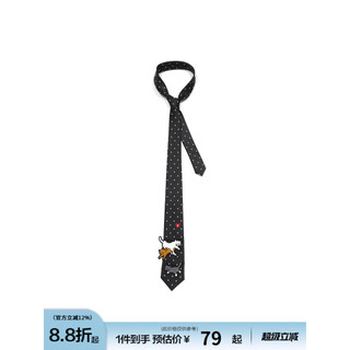 Zhang Zhexu Mesmo Estilo GUUKA Gato Preto dk Polka Dot Tie Homens Mulheres Amor Bordado jk Camisa Gravata de Mão