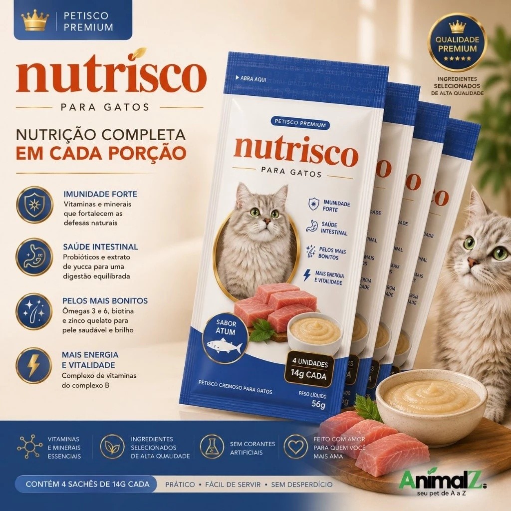 Petisco para Gatos Snack Cremoso Nutrisco Sabor Atum