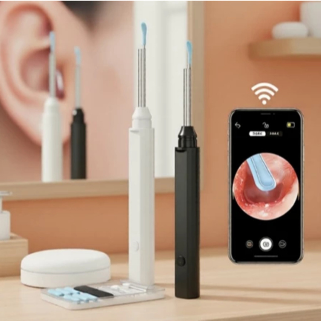 Colher de Ouvido com Otoscópio 1080P, Ferramenta de Remoção de Cera Auricular com Câmera para iOS e Android
