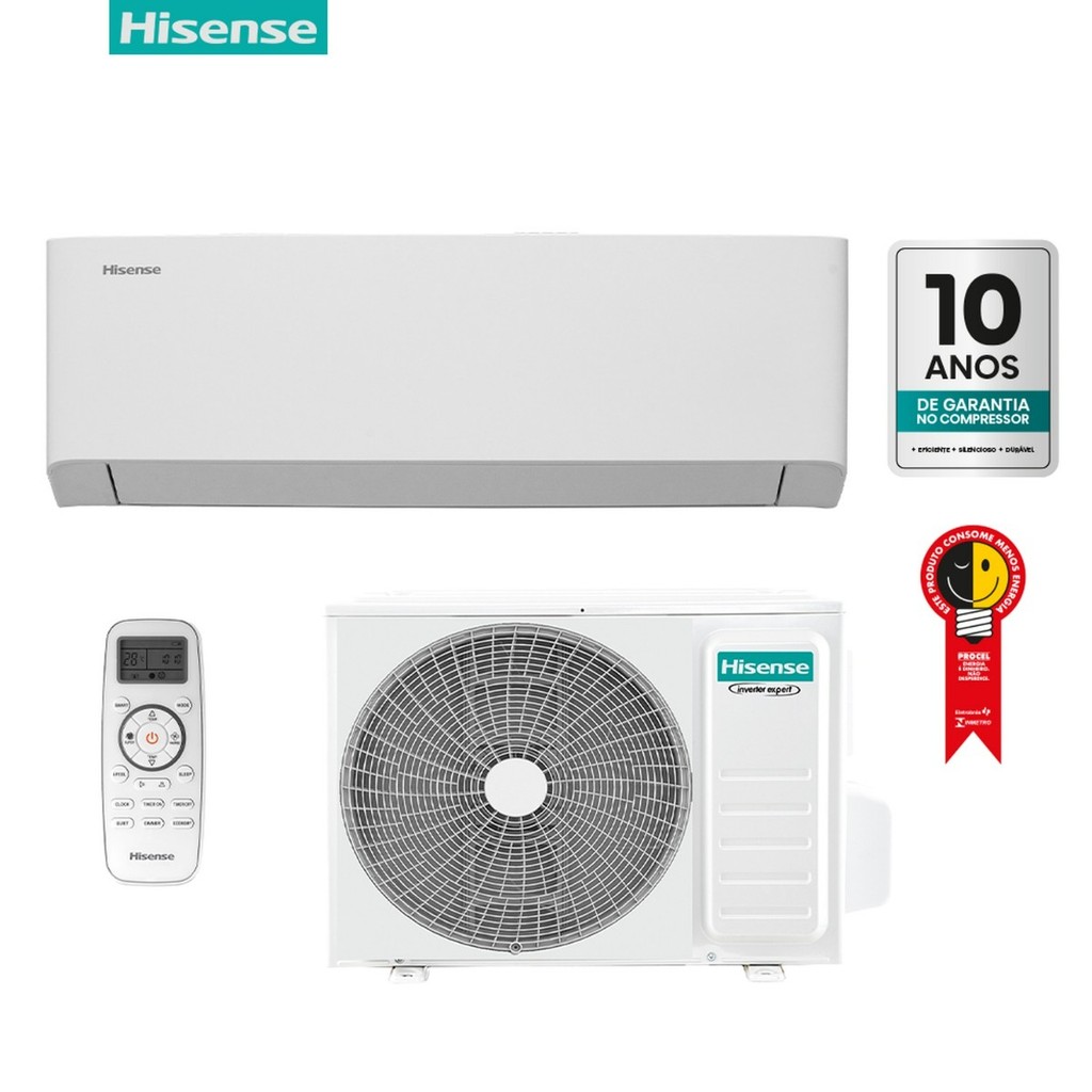 Ar Condicionado Split Hi-efficiency Hisense 12000 Btus Frio As-12tw2rluhb00 Inverter Wi-fi 220v