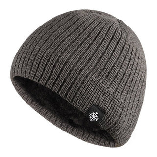 Gorro masculino de malha forrado com lã, cor sólida, gorro grosso para esqui, adequado para uso ao ar livre sob condiçõe