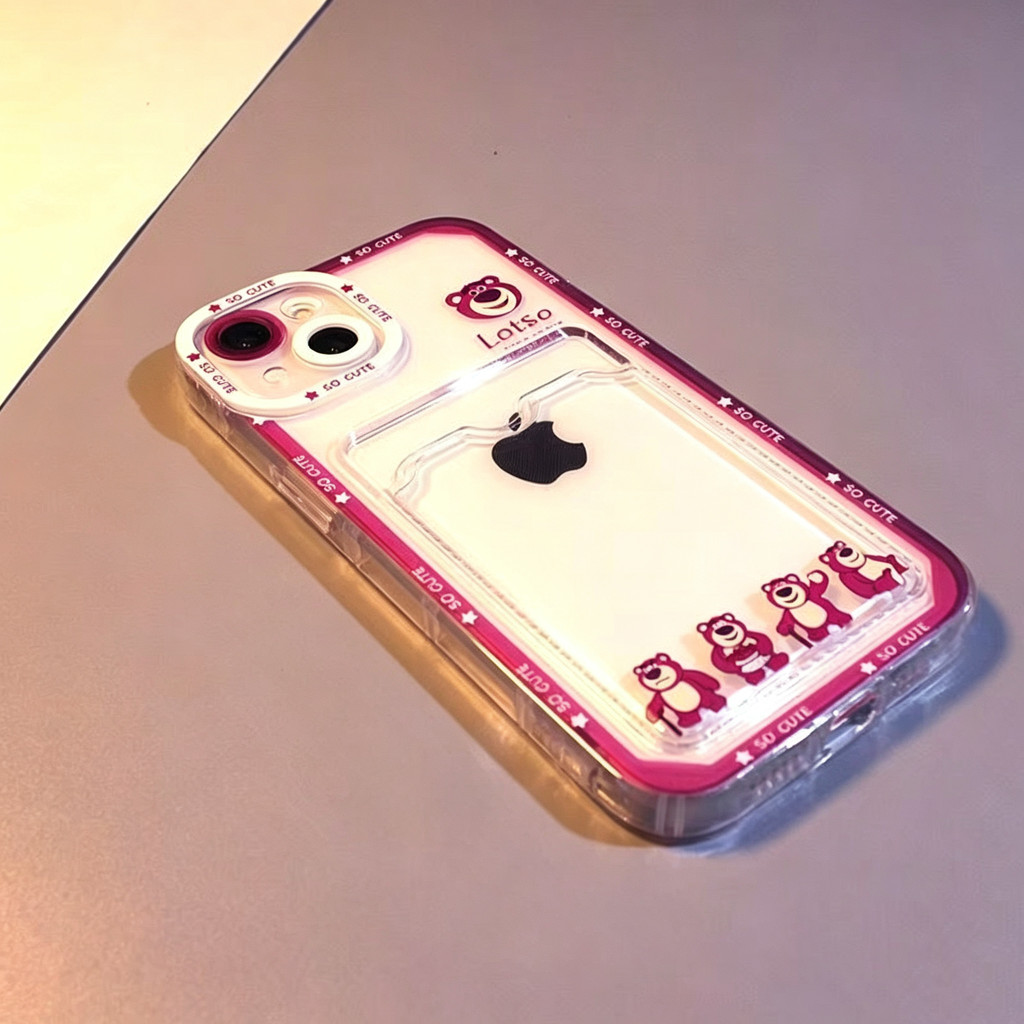 Capa Para iPhone 13 11 12 14 15 16 17 18 Pro Max Transparente Silicone Anti-impact Capinha Card Case Lotso