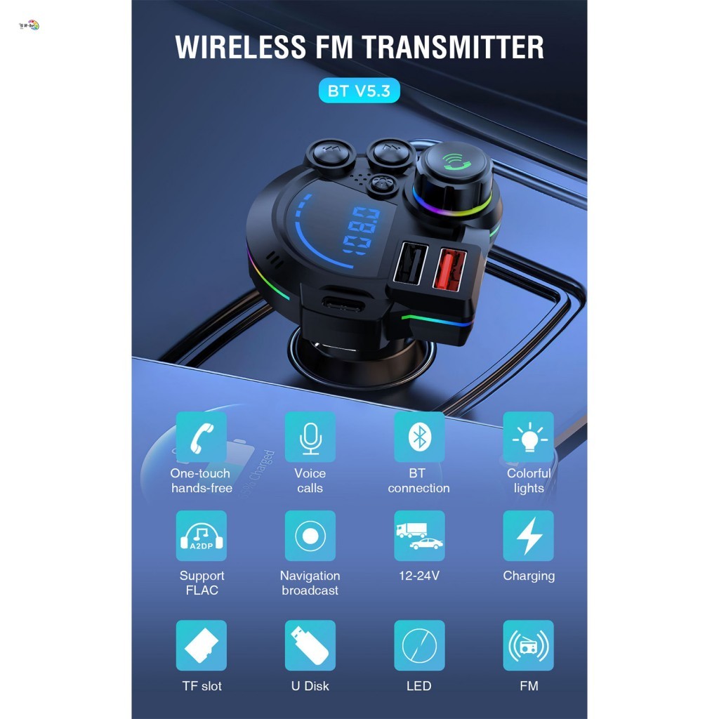 Transmissor FM Bluetooth MP3 Player Com Carregamento Rápido QC3.0 PD20W Para Carro