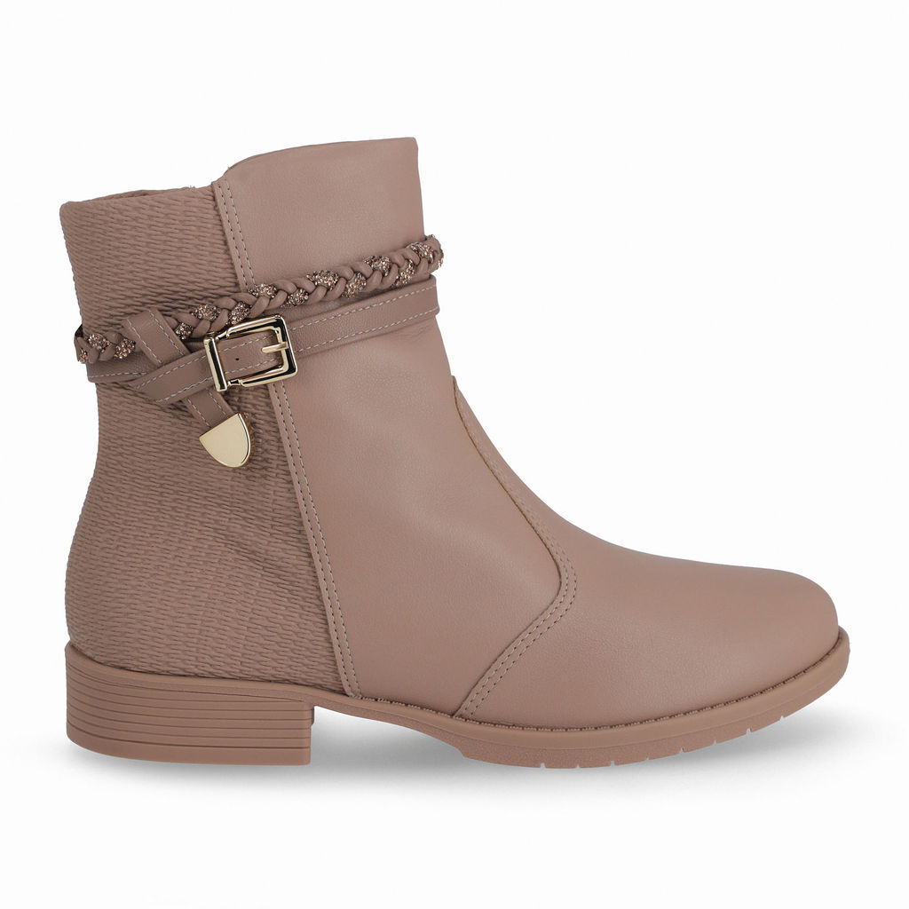 Bota Leci Cano Curto Salto Baixo Fendi
