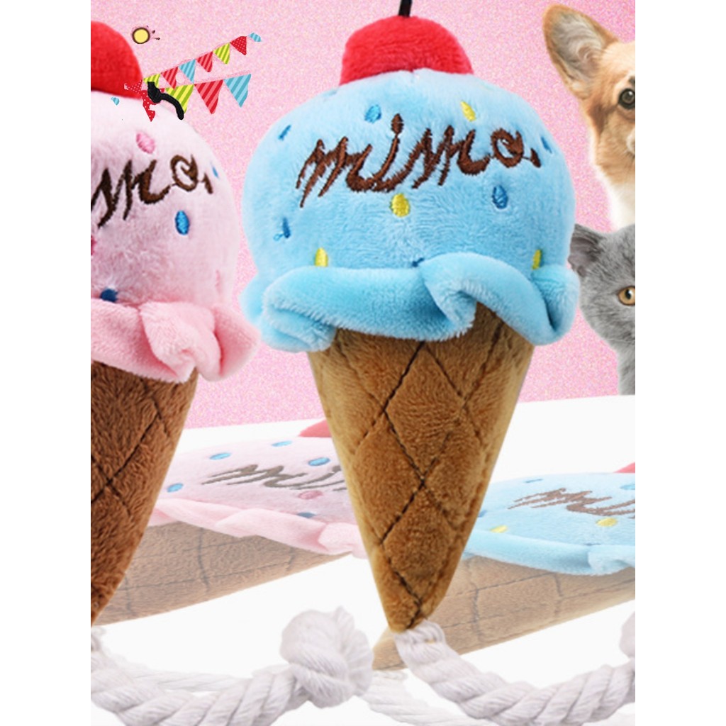 Brinquedos para animais de estimação de duas cores sorvete soando brinquedos rosa azul brinquedos para cães de estimação