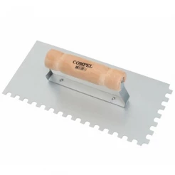 Desempenadeira de aço dentada com cabo de madeira 12 x 25,5 cm - Compel