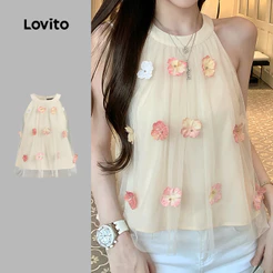 Lovito Top Boho de Dupla Camada com Estampa Top Exquisito de Primavera/verão para Mulheres TKK8P1D400