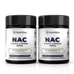 KIT 2X NAC N-Acetil L-Cisteína 600mg Antioxidante, Detox, Imunidade e Saúde do Fígado - 120 Caps