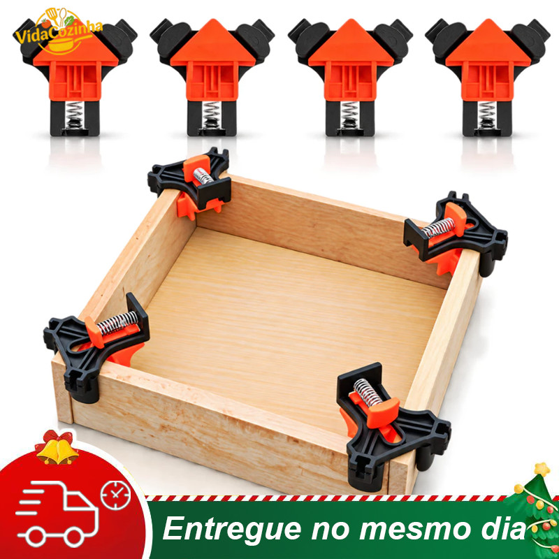 Kit 4 Grampos De Canto Aperto Angular Marcenaria 90 Graus Marceneiro Graus Aperto Rápido Marceneiro