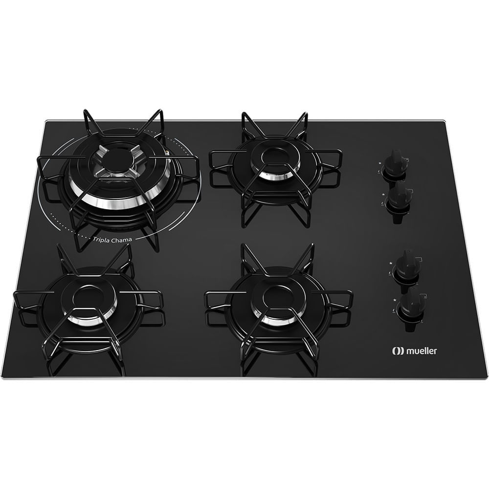 Cooktop a Gás Mueller 4 Bocas Tripla Chama Preto MCG134BG1 – Bivolt