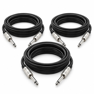 Kit 3 Cabos P10 x P10 Mono Guitarra Violão Baixo Teclado Amplificador 1,5m 3m 5m