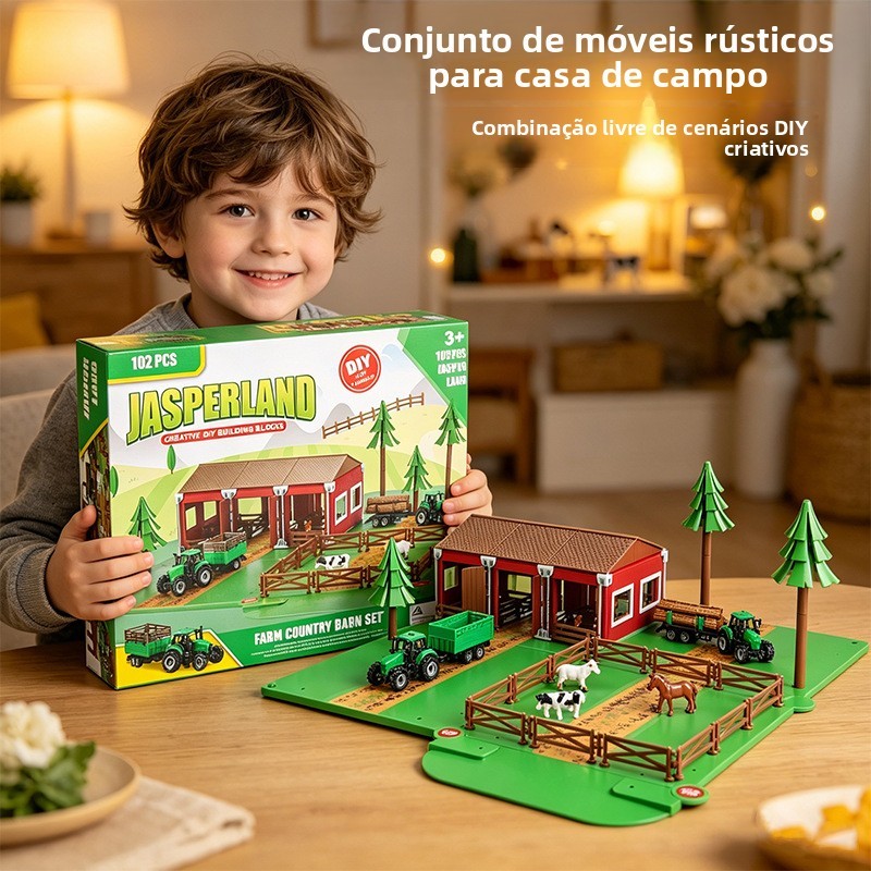 Estatuetas decorativas realistas e originais, figuras de plástico de ferramentas agrícolas feitas à mão, cercas, dinossa