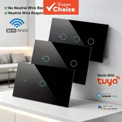 Interruptor Inteligente Axus Works com Tuya WiFi US Interruptor de Luz Inteligente por Toque 1/2/3/4 Gangues para Casa e