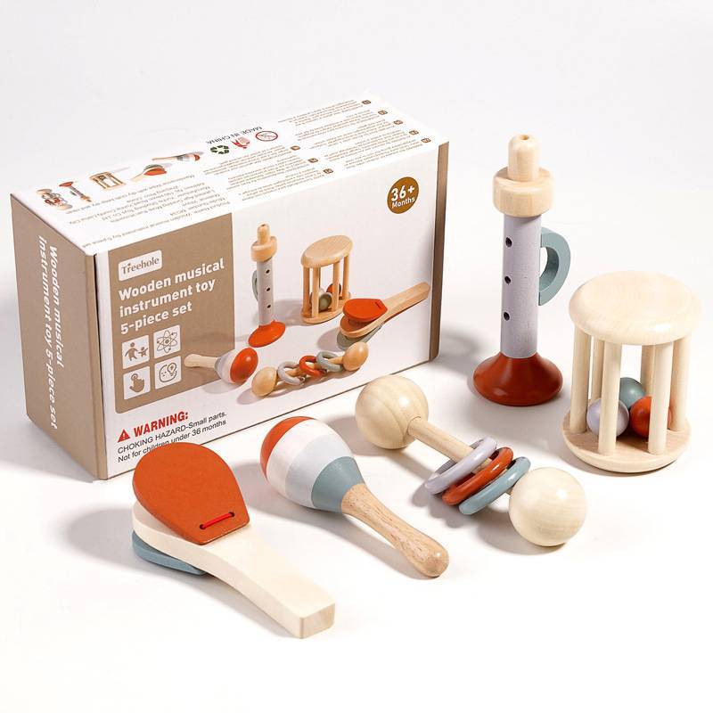 Decorador 5 Pçs Instrumentos Musicais Do Bebê Chocalho Sensorial Brinquedos Educativos Infantis Montessori Presentes De 
