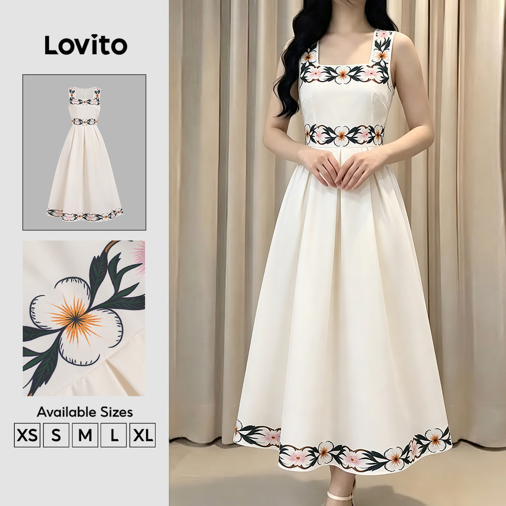Lovito Padrão de Vestido Elegante com de Primavera/verão Confortável e Estiloso para mulheres DRB199P2D156