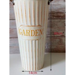 Balde de flores para cultivo de terra, vaso de flores retrô de ferro, arranjo de flores, tubo de flores secas, loja de f