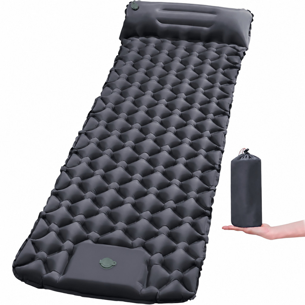 Colchão Inflável Camping 190cm Com Travesseiro Almofada De Viagem,Bomba Embutida NEW