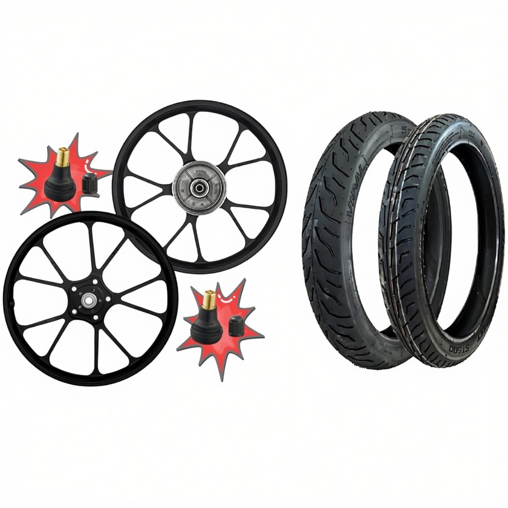 PAR RODA LIGA V-SHAPE CG TITAN 150 FREIO A DISCO 2004 ATE 2013 + PAR PNEU VIPAL ST600 80/100-18 - 90/90-18 + BICOS