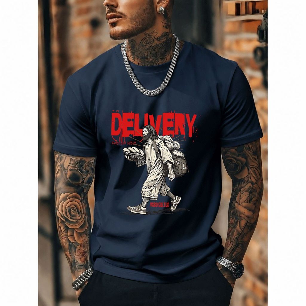 [Premium Algodão Puro]CA Camiseta Oversized Streetwear Masculina e Feminina, Estampa Delivery, 100% Algodão, Estilo Casu