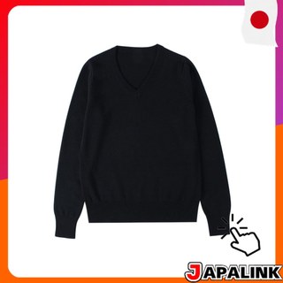 jinghuiyue Suéter Escolar Feminino Manga Longa V Neck Algodão Preto 【Direct from Japan】