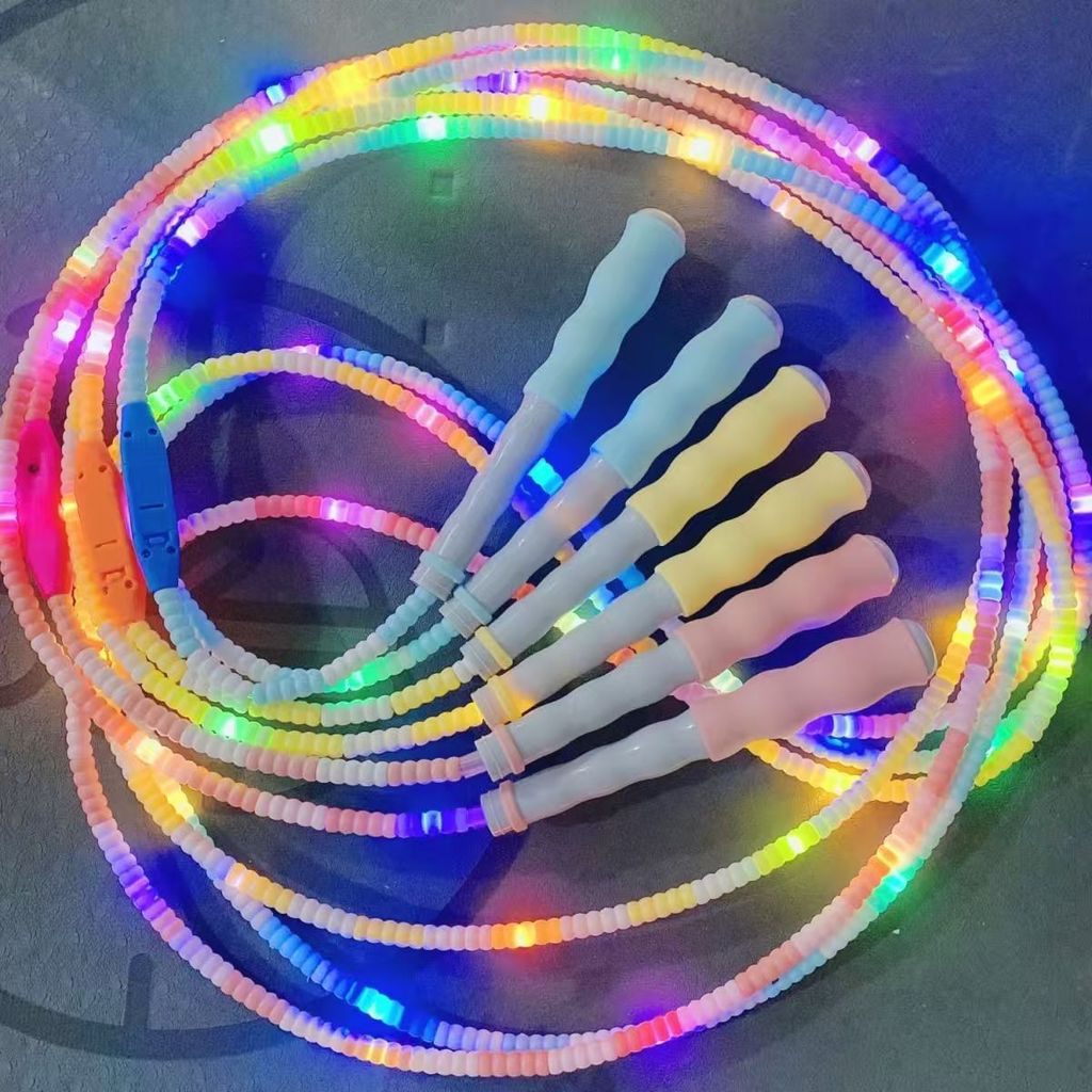 Corda de pular de bambu luminosa fantasia esportes palco desempenho piscando LED colorido piscando luz iniciante fácil d