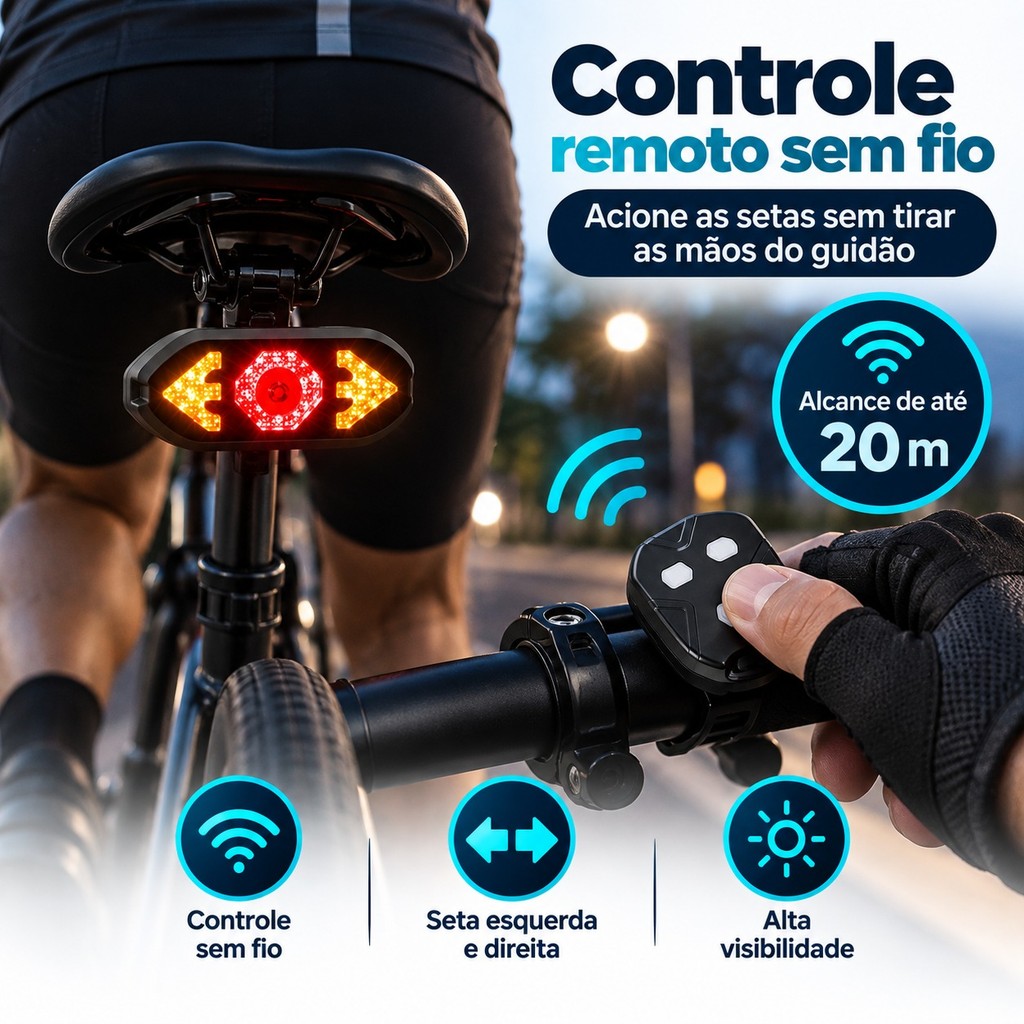 Lanterna Traseira Bike Com Seta e Controle Remoto — imagem 2 de 2