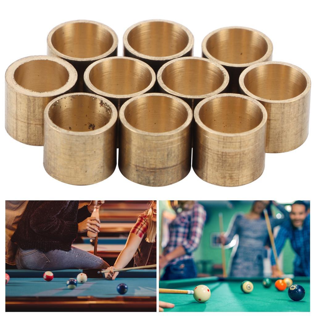 ERYUE Snooker Virolas de cobre para piscina Ferramenta de reparo de alto impacto para taco de bilhar Conjunto de 10