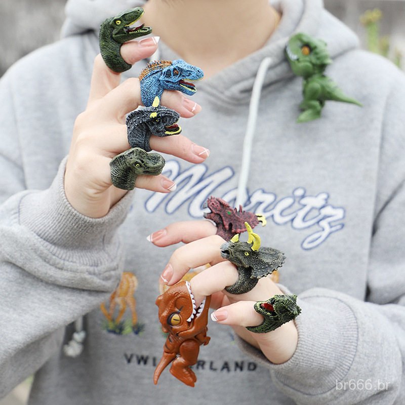 Novo anel infantil de dinossauro para meninos, modelo educativo de dinossauro, animal selvagem e pássaro, desenho manual