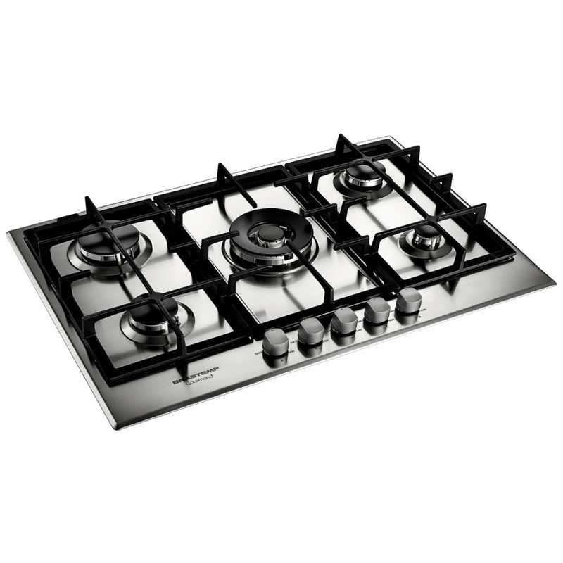 Cooktop Brastemp a Gás 5 Bocas Gourmand 75cm Inox BDK75DRBNA