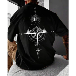 Camiseta Unissex Estampa Bussola Estilosa Confortável Camisa 100% Algodão Streetwear
