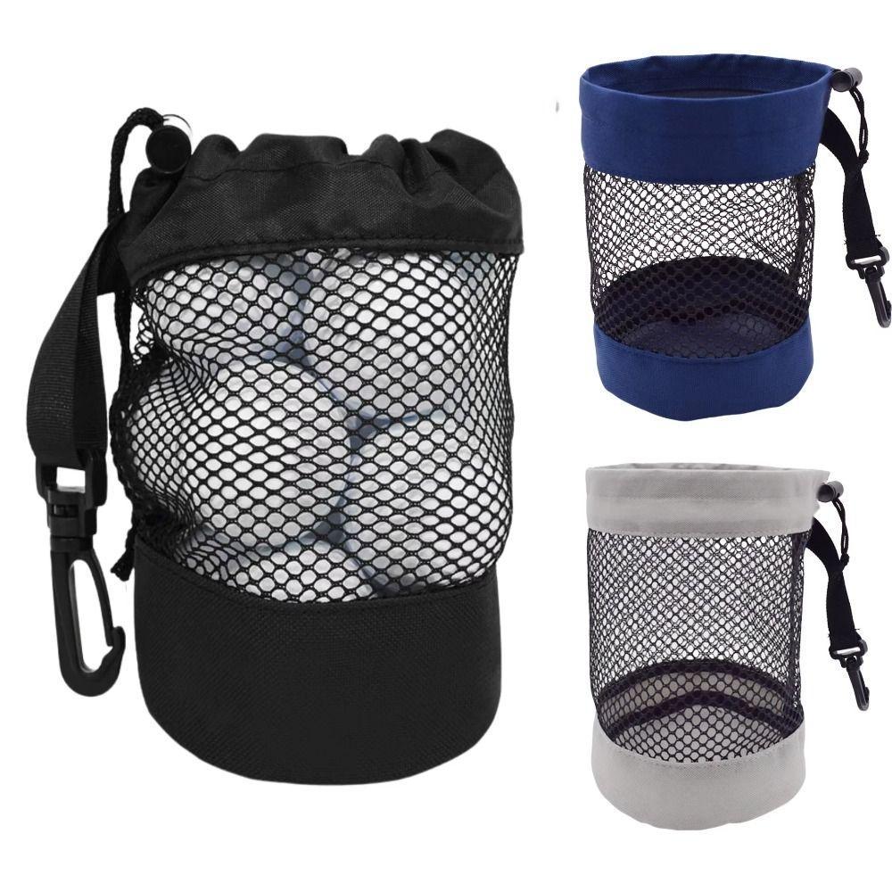 Bolsa De Bola De Golfe De Malha , Saco De Armazenamento Com Fecho De Cordão De Clipe De Plástico Pendurado , Suporte Dob