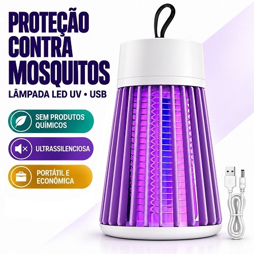 Lâmpada Mata Mosquito LED UV Elétrica USB Silenciosa Armadilha Anti Insetos para Casa Quarto Capillum