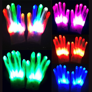 1 Par Luvas LED De Dedo Brilhante Para Crianças Adultas Festa De Halloween Luminosas