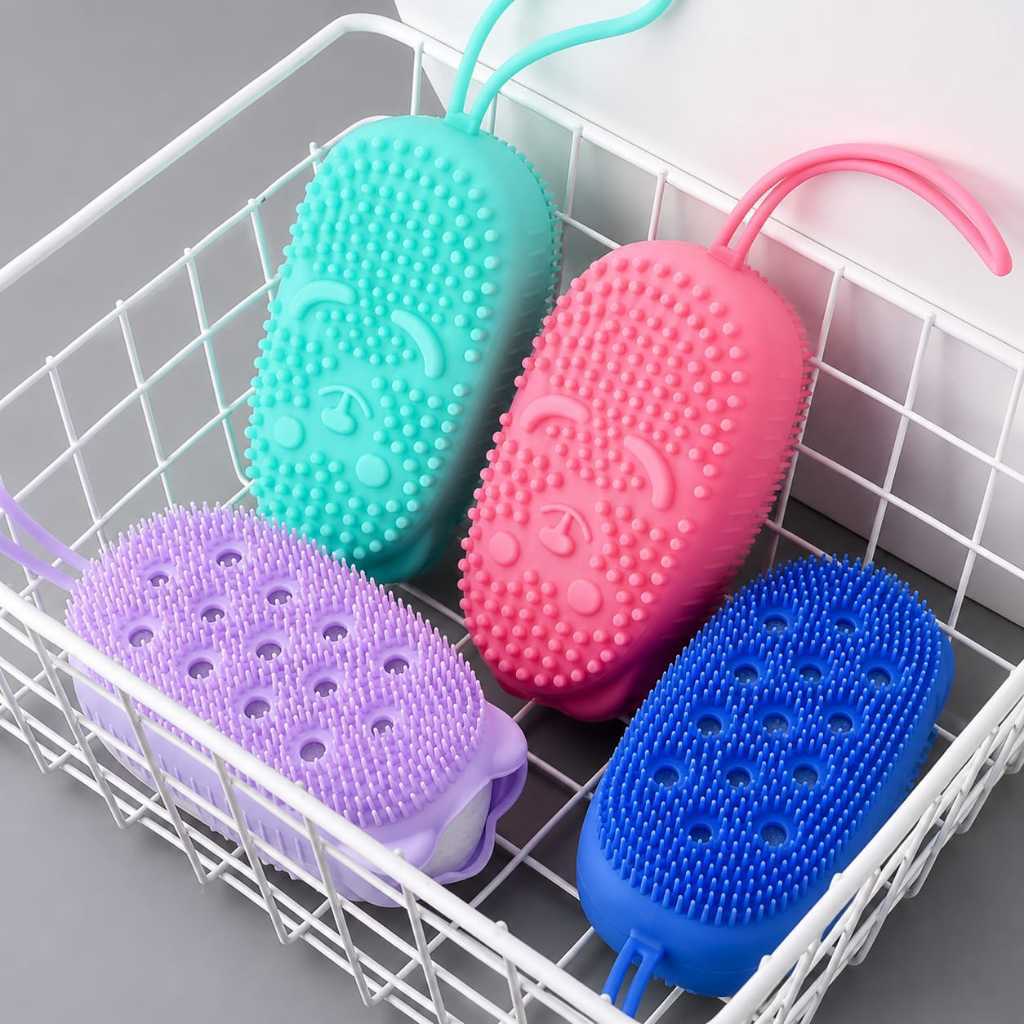 Esponja Bucha de Silicone com Porta Sabão Escova de Banho Corporal