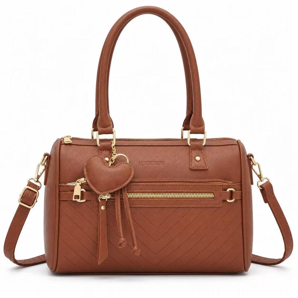 Bolsa De Couro De Ombro De Mão Grande Feminino Com Chaveiro Couro Trabalho Dia Dia PU Vintage