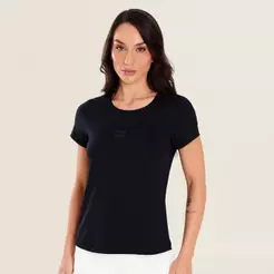 Camiseta Básica Gola Redonda Preta Microfibra